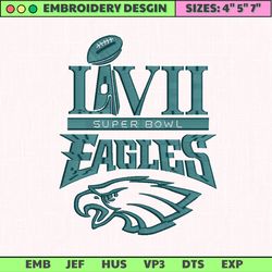 nfl super bowl lvii philadelphia eagles embroidery design, nfl football logo embroidery design, famous football team embroidery design, football embroidery design, pes, dst, jef, files