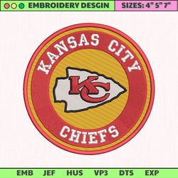 nfl kansas city chiefs logo embroidery design, nfl football logo embroidery design, famous football team embroidery design, football embroidery design, pes, dst, jef, files