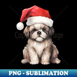 Shih Tzu Dog in Santa Hat - Stylish Sublimation Digital Download - Unleash Your Creativity