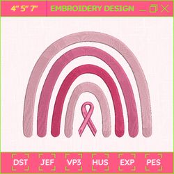 pink rainbow embroidery designs, breast cancer embroidery designs, cancer awareness embroidery designs, cancer support embroidery