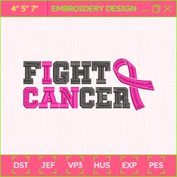 fight cancer embroidery designs, breast cancer embroidery designs, cancer awareness embroidery designs, cancer support embroidery