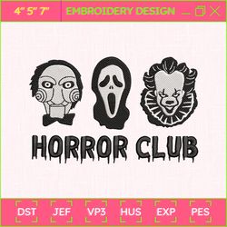 creepy movie embroidery file, halloween movie club embroidery design, horror club embroidery design, embroidery file