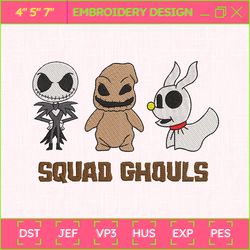 halloween movie embroidery design, squad ghouls embroidery design, horror movie characters embroidery file
