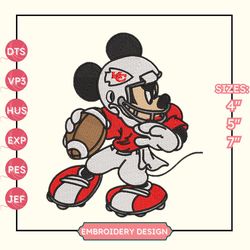 nfl kansas city chiefs mickey embroidery design, nfl football logo embroidery design, famous football team embroidery design, football embroidery design, pes, dst, jef, files