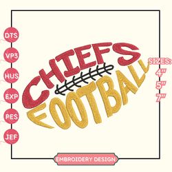 chiefs football logo embroidery design, nfl kansas city chiefs football logo embroidery design, famous football team embroidery design, football embroidery design, pes, dst, jef, files