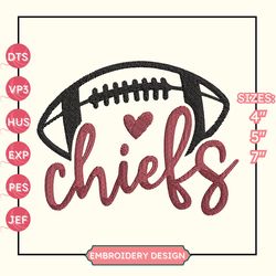 chiefs football logo embroidery design, nfl kansas city chiefs football logo embroidery design, famous football team embroidery design, football embroidery design, pes, dst, jef, files