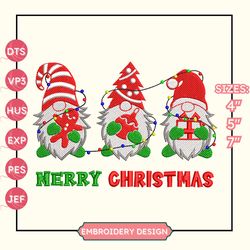 2023 christmas season embroidery machine design, xmas gnome embroidery file, merry xmas embroidery machine design