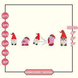 kirby x gnome embroidery designs, christmas embroidery designs, christmas 2022 embroidery files, xmas embroidery designs