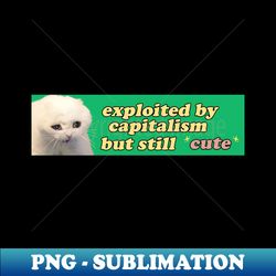 exploited by capitalism but still cute bumper sticker or magnet  gen z sticker  cute cat sticker  sad crying cat sticker - professional sublimation digital download - stunning sublimation graphics