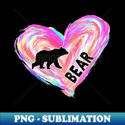 bear watercolor heart brush - instant png sublimation download - add a festive touch to every day