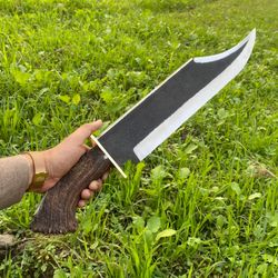 custom handmade carbon steel 25 long rambo bowie knife with stag horn handle,  father's day gift, christmas gift.