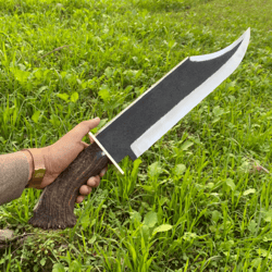 custom handmade carbon steel 25 long rambo bowie knife with stag horn handle,  father's day gift, christmas gift.