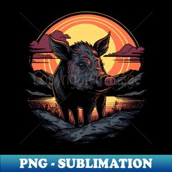 majestic sunset embracing nature with boar pigs - png transparent digital download file for sublimation - defying the norms
