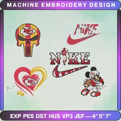 5+ chiefs football logo embroidery bundle, famous football team embroidery bundle, football embroidery bundle, nfl embroidery