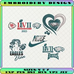 5+ eagles football logo embroidery bundle, famous football team embroidery bundle, football embroidery bundle, nfl embroidery