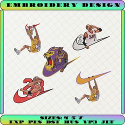5+ legend basketball brand embroidery bundle, famous basketball team embroidery bundle, basketball embroidery bundle, nba embroidery