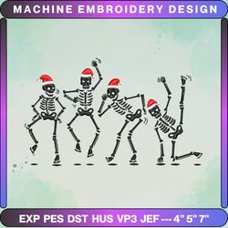 dancing skeleton embroidery designs, christmas embroidery designs, merry xmas embroidery designs, skeleton xmas embroidery