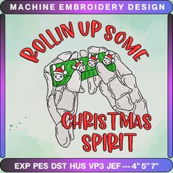 christmas embroidery designs, rolling up some christmas spirit, merry xmas embroidery designs, bad bunny embroidery files