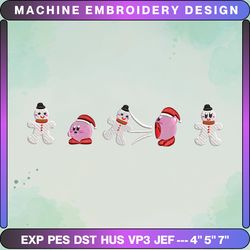 kirby x christmas snowman embroidery, christmas embroidery designs, christmas 2022 embroidery files, xmas embroidery designs