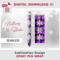 christmas ice buffalo plaid design - seamless pattern - epoxy pen wrap - full pen wrap