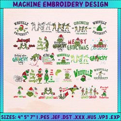 30+ green monster embroidery bundle, ew people embroidery, christmas bundle embroidery, movie christmas embroidery, christmas 2023