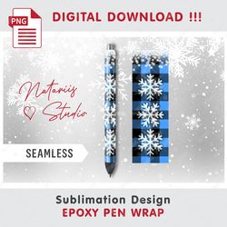 christmas ice buffalo plaid design - seamless pattern - epoxy pen wrap - full pen wrap