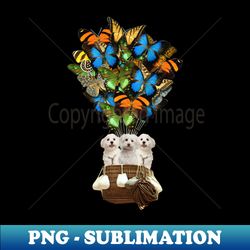 maltese dog butterfly hot air balloon - trendy sublimation digital download - unleash your creativity