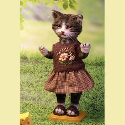 realistic faux fur cat kitty, ooak posable doll