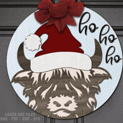 christmas highland cow svg | laser cut files | cow svg | welcome sign svg | front door sign svg | glowforge files