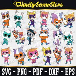 18 kid cartoon characters bundle svg / png/ jpg - cake toppers, birthday characters, kids character png, jpg, eps, dxf