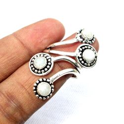 white moonstone ethnic handmade adjustable ring jewelry india