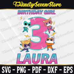 personalized disney junior super kitties birthday shirt, superkitties pounce! full team t-shirt