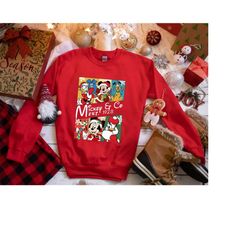 mickey and friends disneyland sweatshirt,mickey minnie mouse christmas family sweater,disneyworld merry christmas hoodie