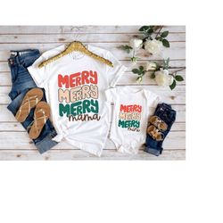 merry mama shirt, merry mini shirt, merry mama mini matching tee shirt, merry christmas shirt, family christmas tee shir