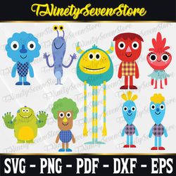 9 kid cartoon characters bundle svg / png/ jpg - cake toppers, birthday characters, kids character png, jpg, eps, dxf