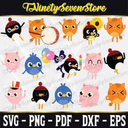 15 kid cartoon characters bundle svg / png/ jpg - cake toppers, birthday characters, kids character png, jpg, eps, dxf