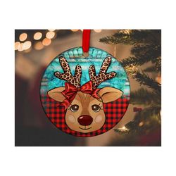 reindeer christmas ornament png sublimation design download, christmas ornament png, reindeer png, sublimate designs download