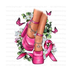 breast cancer diva png sublimation design download, breast cancer png, cancer awareness png, cancer heels png, sublimate designs download