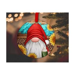 coffee drinking gnome western christmas ornament png sublimation design download, christmas ornament, gnome drinking png, sublimate download