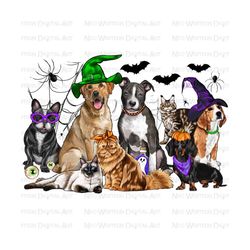 halloween dogs and cats png sublimation design download, halloween png, happy halloween png, animals png, sublimate designs download