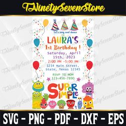 super simple songs printable gift tag, printable birthday party decorations, boys and girls 1st birthday, pdf, png