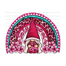 breast cancer gnome rainbow png sublimation design download, cancer awareness png, cancer ribbon png, breast cancer png, sublimate download