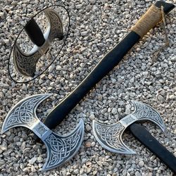 custom handmade carbon steel blade viking axe, god of war axe christmas gift w/s