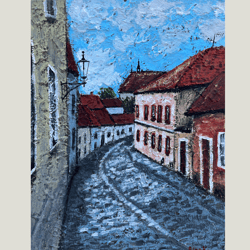 bratislava old town cityscape original art unique wall art hand painted art work by rinaartsk