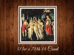 spring | cross stitch pattern | sandro botticelli 1478-1482 |  513w x 718h - 14 count | pdf vintage counted