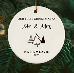 first christmas married ornament, custom mr and mrs christmas tree bauble, our first christmas married as mr and mrs