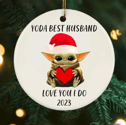 yoda best santa baby yoda ornament, personalized baby yoda christmas bauble, husband, wife, boyfriend, girlfriend lover