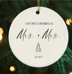 2023 lesbian couple ornament, our first christmas as mrs and mrs christmas ornament, lgbtq with year ornament