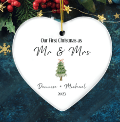 our first christmas as mr and mrs ornament, personalized married ornament, first christmas married keepsake