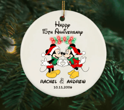 disney anniversary ornament, personalized santa minnie mickey celebrating christmas keepsake